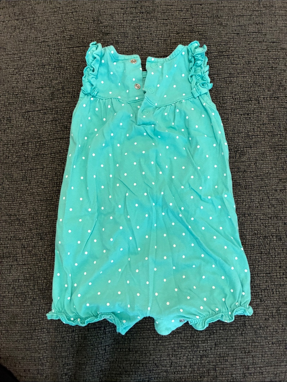 Girls' Teal Polka Dot Romper “Emmy”